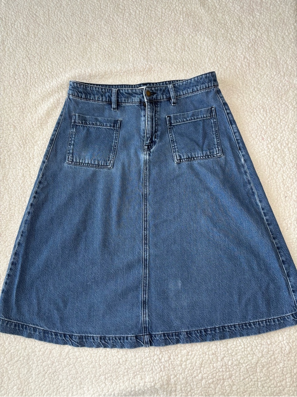 Vintage 90s Liz Claiborne Patch Pocket Denim A-Line Midi Skirt size 10